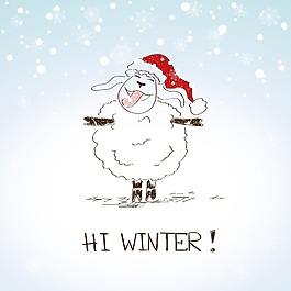 藍(lán)色綿羊圣誕節(jié)新年卡通形象矢量