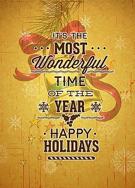 經(jīng)典彩帶圣誕節(jié)賀卡矢量素材