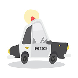 手繪卡通警車元素