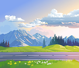 山地風景矢量圖