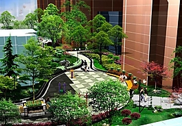 小區廣場景觀園林效果圖圖片