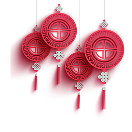 中國風圓形中國結節(jié)日元素