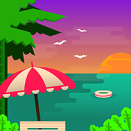 夏季海邊海報背景矢量素材
