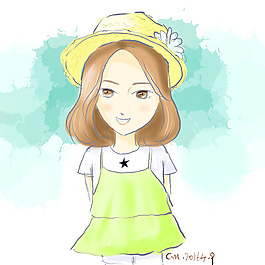 草帽女孩插畫