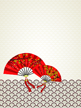 矢量中国风折扇古典背景素材