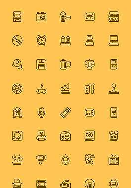 40枚復(fù)古電子圖標(biāo)sketch素材