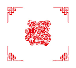 手繪福字邊框元素