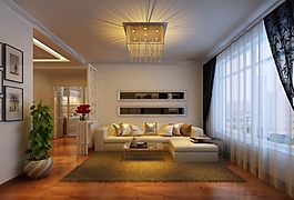 溫馨現(xiàn)代風(fēng)客廳吊頂效果圖設(shè)計(jì)