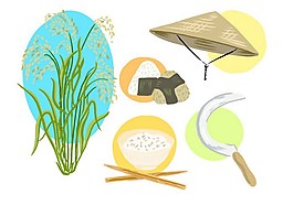 農民割稻子工具矢量素材
