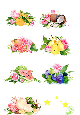 手绘水果花卉图案