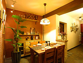 美式小餐廳背景墻裝修效果圖