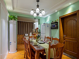 美式小戶型餐廳背景墻裝修效果圖