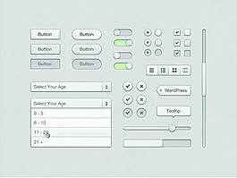 网页白色开关按钮进度条下拉框设计