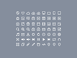 63個(gè)白色線條矢量圖標(biāo)icons