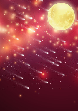 紫色夢幻明月流星背景