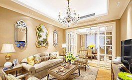 歐式奢華復(fù)古客餐廳隔斷裝修效果圖