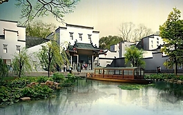 中式園林建筑園林效果圖
