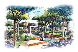 中信陽光澳園園林規劃手繪圖片素材