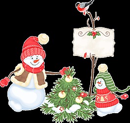 透明圣誕免扣雪人素材