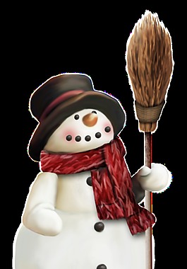 透明扫帚免扣雪人素材