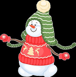 紅色毛線(xiàn)透明免扣雪人素材
