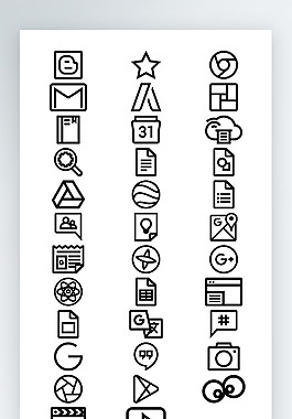 軟件圖標(biāo)黑白線稿圖標(biāo)素材AI