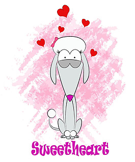 粉色卡通宠物狗图案