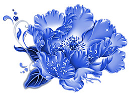 手繪唯美藍(lán)色花朵元素素材