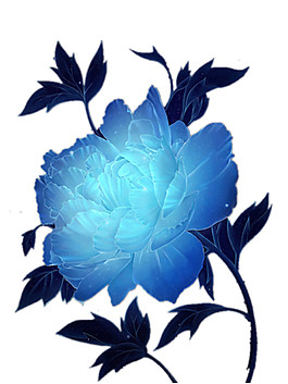 手繪藍(lán)色花朵元素素材