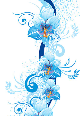 精美藍(lán)色花朵元素素材圖片