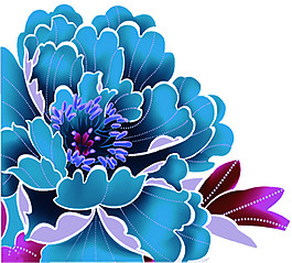 卡通蓝色花朵素材图片