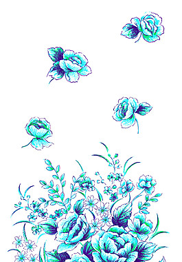 藍(lán)色花朵花瓶素材圖片