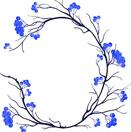藍(lán)色花藤邊框素材圖片