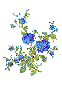 蓝色鲜花绿叶素材图片