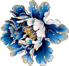 金邊藍(lán)色花朵素材圖片