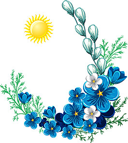 深藍(lán)色鮮花邊框素材圖片