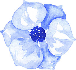 手繪藍(lán)色花朵元素素材