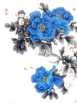 藍(lán)色水墨花素材圖片