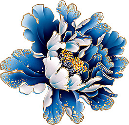 藍(lán)色金邊花朵素材圖片