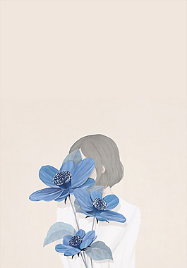清新藍(lán)色花朵女人節(jié)H5背景素材