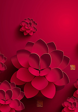 简约红色花朵H5背景素材