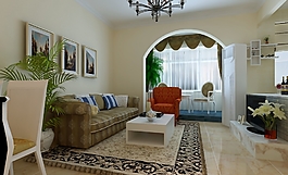 地中海簡(jiǎn)約客廳餐廳