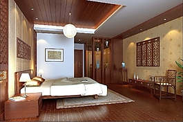 古樸簡(jiǎn)約大氣中式風(fēng)格臥室吊頂效果圖設(shè)計(jì)