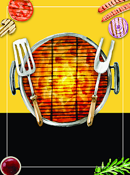 歐式燒烤BBQ海報(bào)廣告展板矢量背景素材