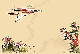 矢量中國(guó)風(fēng)復(fù)古花鳥背景