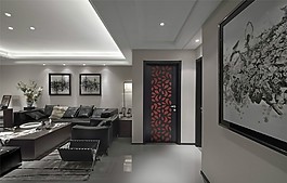 簡約風(fēng)室內(nèi)設(shè)計(jì)客廳裝飾畫效果圖