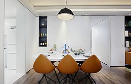 簡約風室內(nèi)設(shè)計餐廳白色背景墻效果圖