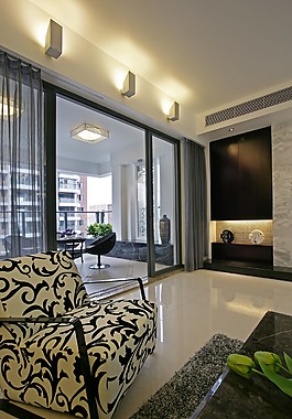 簡約風室內設計客廳陽臺效果圖