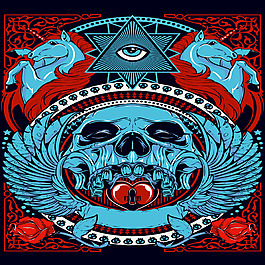 抽象驚悚骷髏頭設計矢量圖案