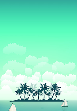 藍色海洋上的帆船H5素材背景